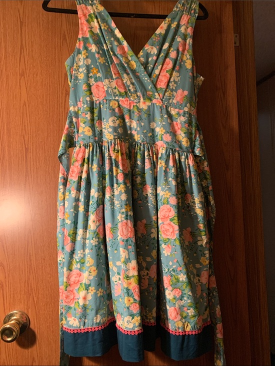Matilda Jane Dresses & Skirts - Matilda Jane Teal Floral Sleeveless Sundress with Pink Roses Size Medium
